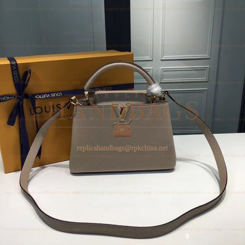 Replica Louis Vuitton Dark Taupe Textured Capucines BB