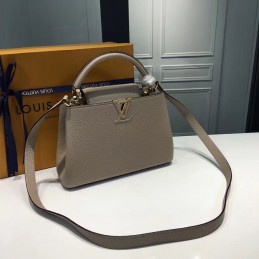 Replica Louis Vuitton Dark Taupe Textured Capucines BB