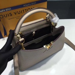 Replica Louis Vuitton Dark Taupe Textured Capucines BB