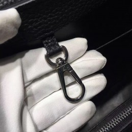 Replica Louis Vuitton Black Textured Silver Handle Capucines MM