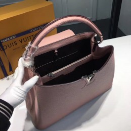 Replica Louis Vuitton Rose Pink Textured Capucines PM
