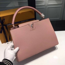 Replica Louis Vuitton Rose Pink Textured Capucines PM