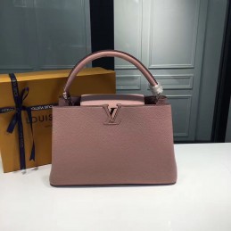 Replica Louis Vuitton Rose Pink Textured Capucines PM