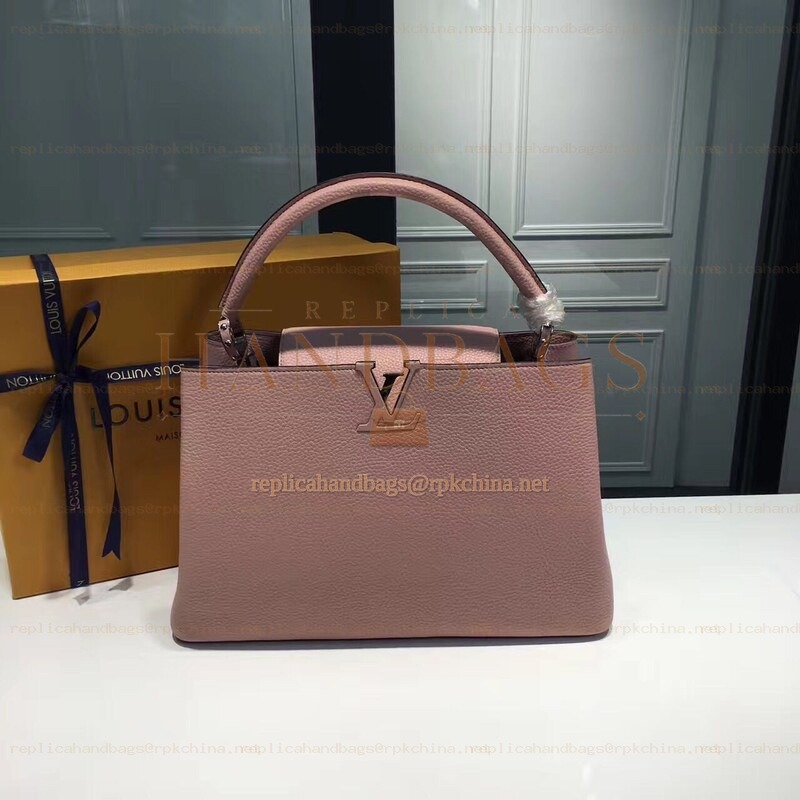 Replica Louis Vuitton Rose Pink Textured Capucines PM