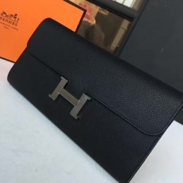 Replica Hermes Black Constance Long Wallet