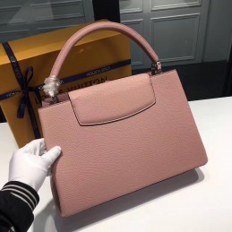 Replica Louis Vuitton Rose Pink Textured Capucines PM