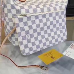 Replica Louis Vuitton White Damier Azur Beige Interior Neverfull MM