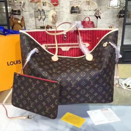 Replica Louis Vuitton Brown Monogram Red Interior Neverfull GM