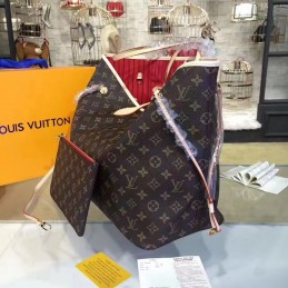 Replica Louis Vuitton Brown Monogram Red Interior Neverfull GM