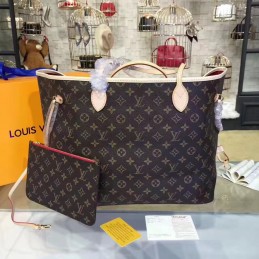 Replica Louis Vuitton Brown Monogram Red Interior Neverfull GM