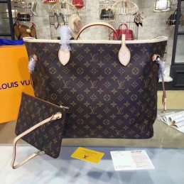 Replica Louis Vuitton Brown Monogram Beige Interior Neverfull GM