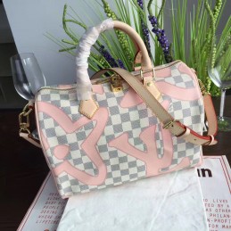 Replica Louis Vuitton White Damier Azur Pink Graphic Speedy 30