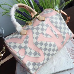 Replica Louis Vuitton White Damier Azur Pink Graphic Speedy 30