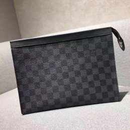 Replica Louis Vuitton Black Damier Graphite Pochette Voyage MM