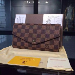 Replica Louis Vuitton Brown Damier Ebene Sarah Wallet