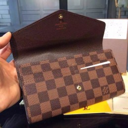 Replica Louis Vuitton Brown Damier Ebene Sarah Wallet