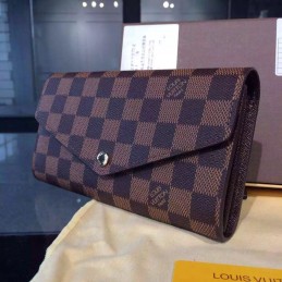 Replica Louis Vuitton Brown Damier Ebene Sarah Wallet