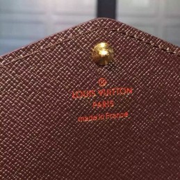 Replica Louis Vuitton Brown Damier Ebene Sarah Wallet