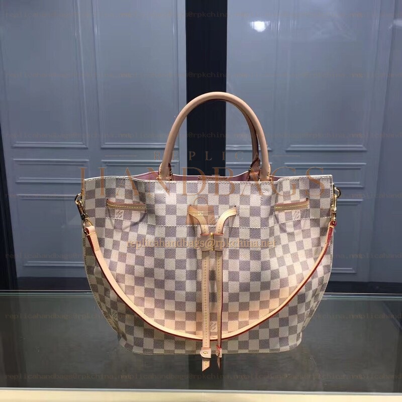 Replica Louis Vuitton White Damier Azur Beige Trim Girolata Bag