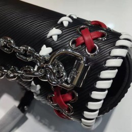 Replica Louis Vuitton Black Red White Embroidered Twist MM