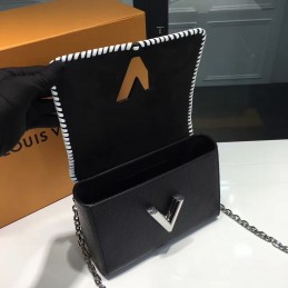 Replica Louis Vuitton Black Red White Embroidered Twist MM