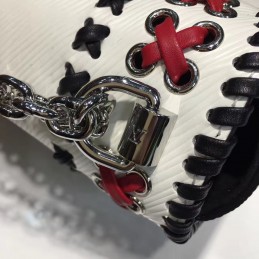Replica Louis Vuitton White Red Black Embroidered Twist MM