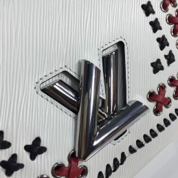 Replica Louis Vuitton White Red Black Embroidered Twist MM