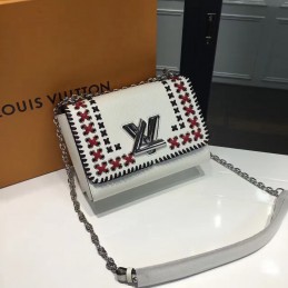 Replica Louis Vuitton White Red Black Embroidered Twist MM