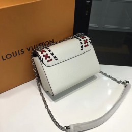 Replica Louis Vuitton White Red Black Embroidered Twist MM