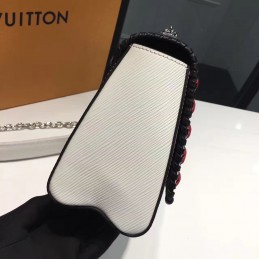 Replica Louis Vuitton White Red Black Embroidered Twist MM