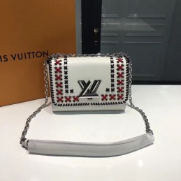 Replica Louis Vuitton White Red Black Embroidered Twist MM