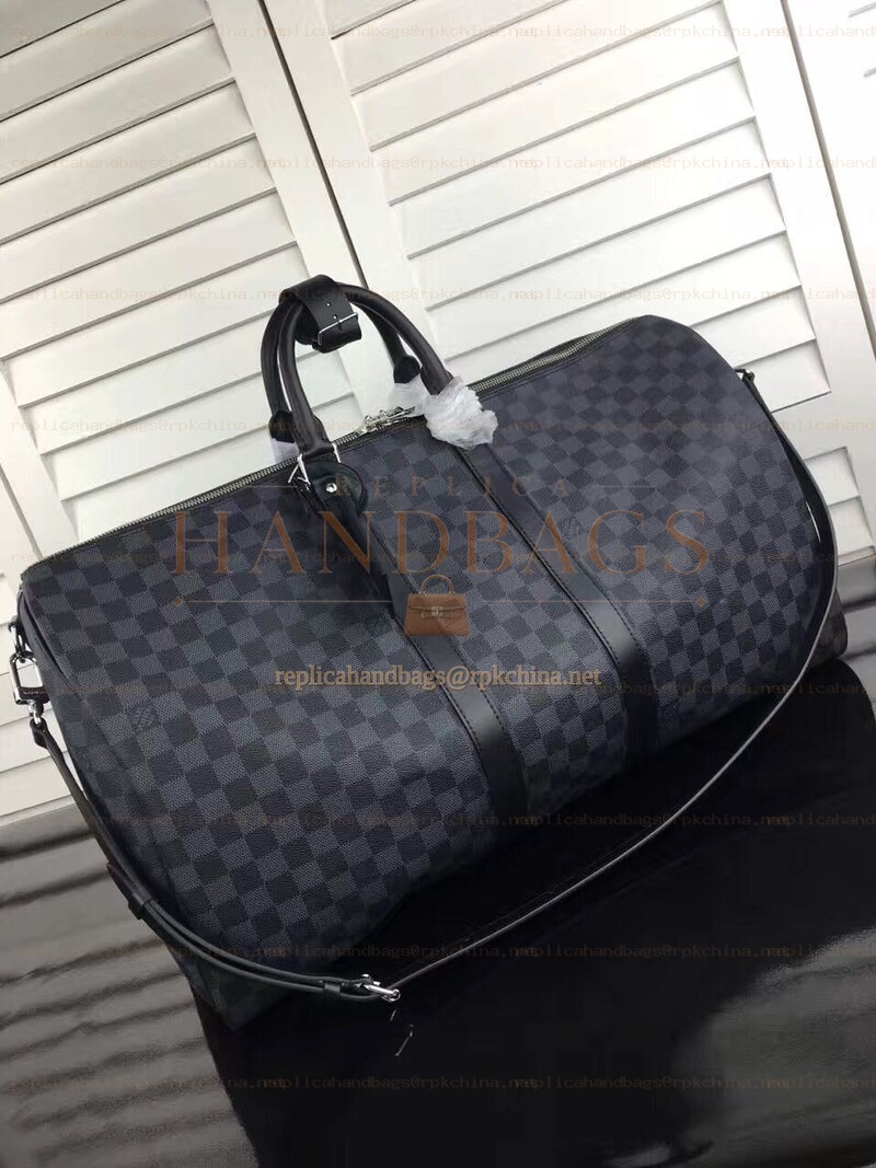 Replica Louis Vuitton Black Damier Graphite Keepall Bandouliere 55