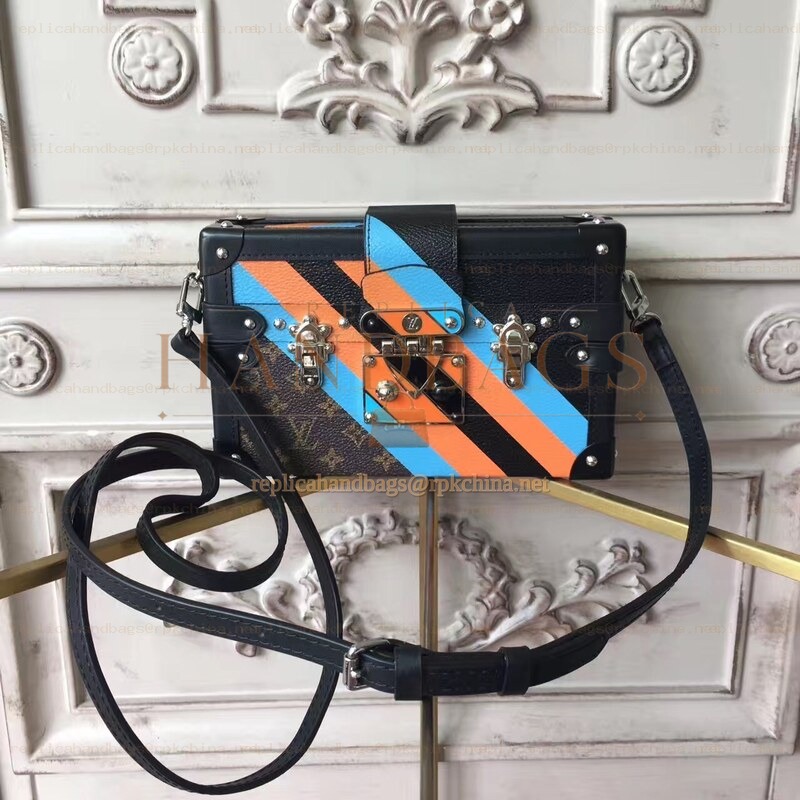 Replica Louis Vuitton Black Blue Orange Graphic Petite Malle
