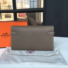Replica Hermes Gray Kelly Wallet Silver Hardware