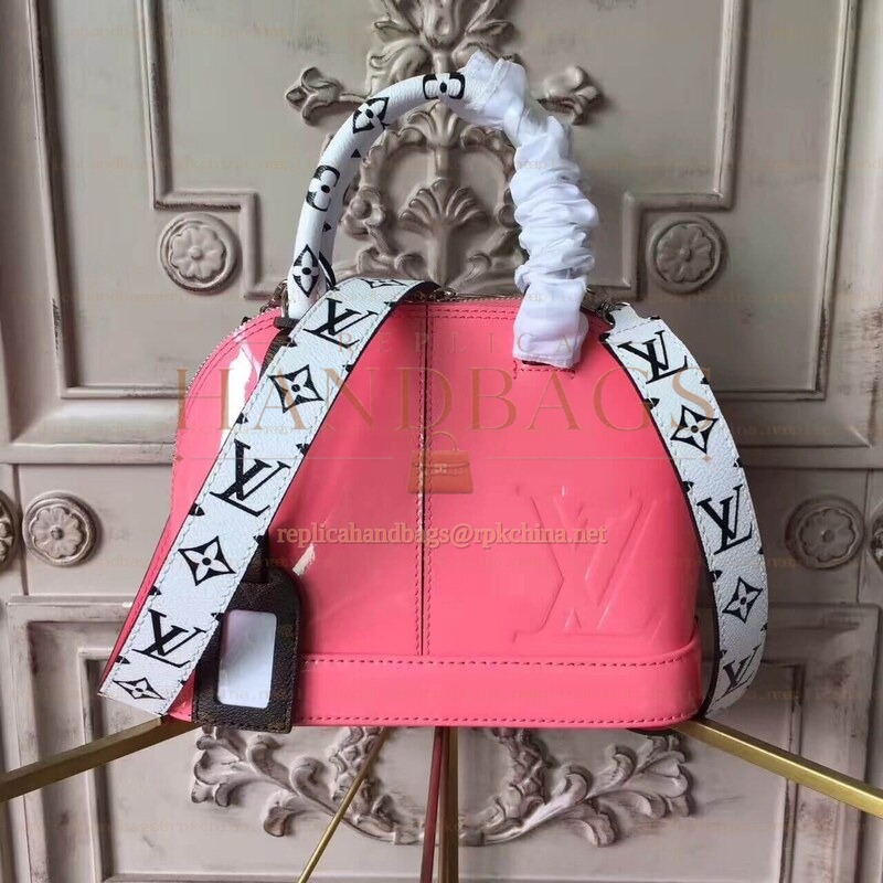 Replica Louis Vuitton Coral Pink Monogram Strap Alma BB
