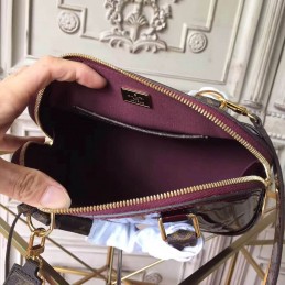 Replica Louis Vuitton Burgundy Patent Monogram Strap Alma BB