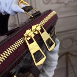 Replica Louis Vuitton Burgundy Patent Monogram Strap Alma BB