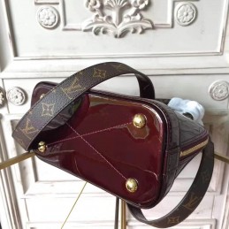 Replica Louis Vuitton Burgundy Patent Monogram Strap Alma BB