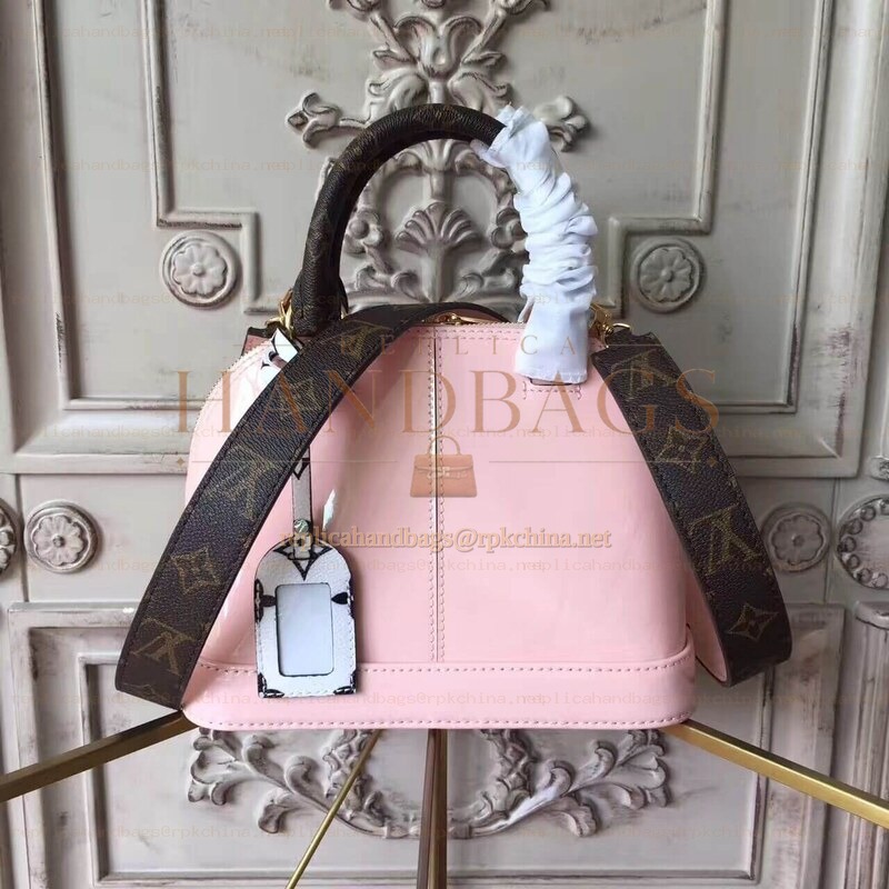 Replica Louis Vuitton Pale Pink Monogram Strap Alma BB