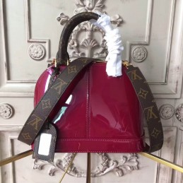 Replica Louis Vuitton Fuchsia Patent Monogram Strap Alma BB