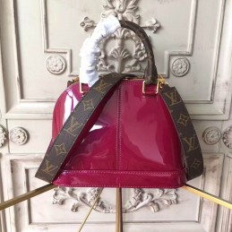 Replica Louis Vuitton Fuchsia Patent Monogram Strap Alma BB