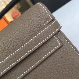 Replica Hermes Gray Kelly Wallet Silver Hardware