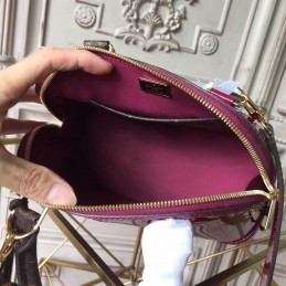 Replica Louis Vuitton Fuchsia Patent Monogram Strap Alma BB