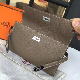 Replica Hermes Gray Kelly Wallet Silver Hardware