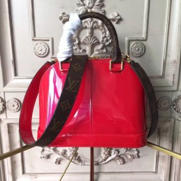 Replica Louis Vuitton Red Patent Monogram Strap Alma BB