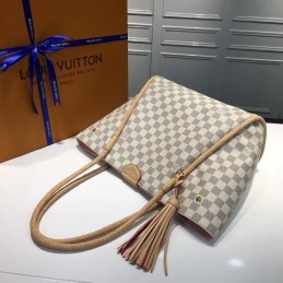 Replica Louis Vuitton White Damier Azur Beige Trim Propriano Bag