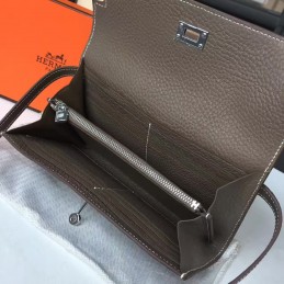 Replica Hermes Gray Kelly Wallet Silver Hardware
