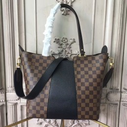 Replica Louis Vuitton Brown Damier Ebene Black Panel Jersey Bag