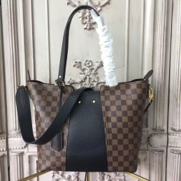 Replica Louis Vuitton Brown Damier Ebene Black Panel Jersey Bag