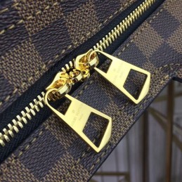 Replica Louis Vuitton Brown Damier Ebene Black Panel Jersey Bag